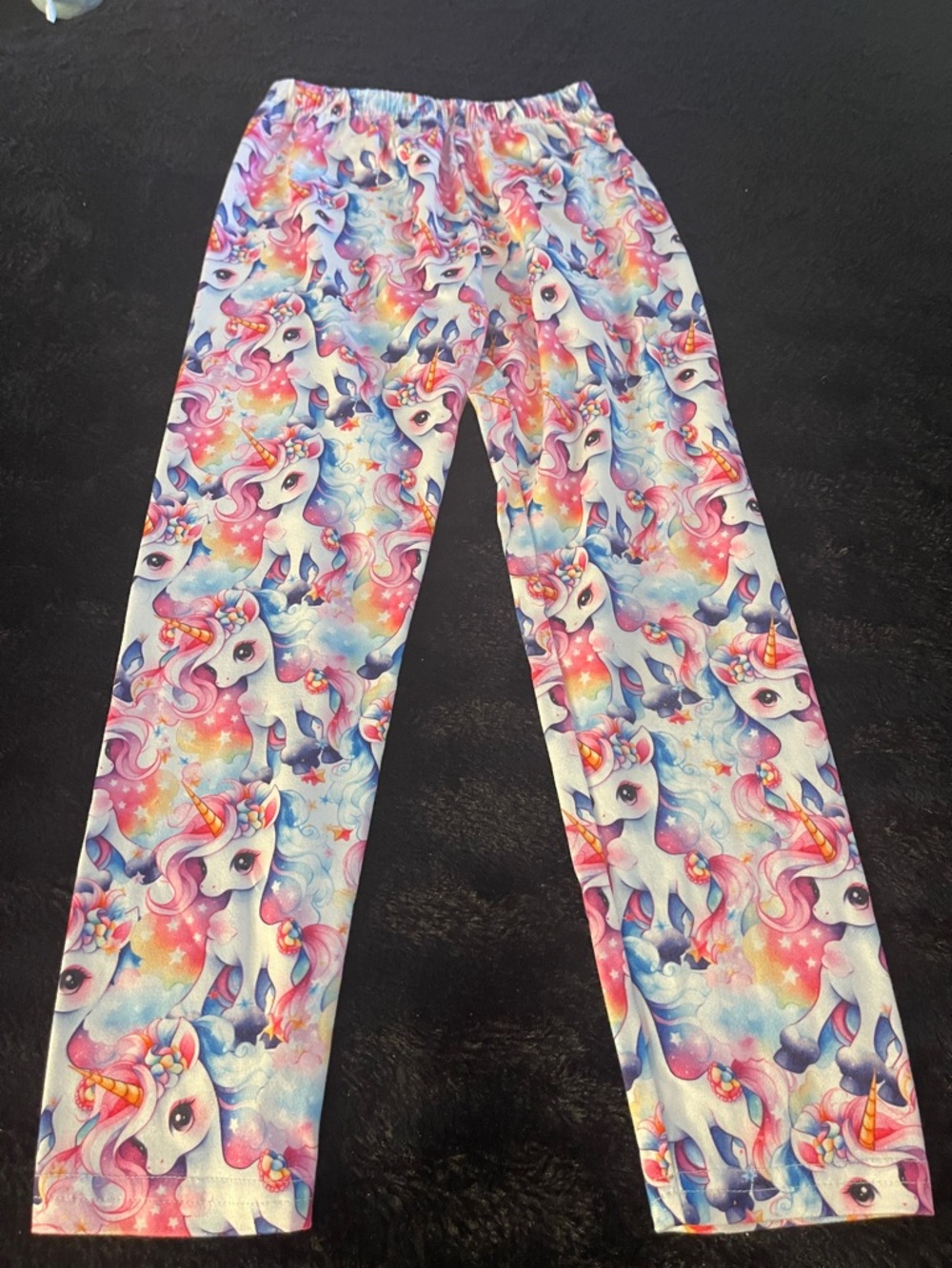 Kids Unicorn Print Stretch Leggings - Pink & Multicolor